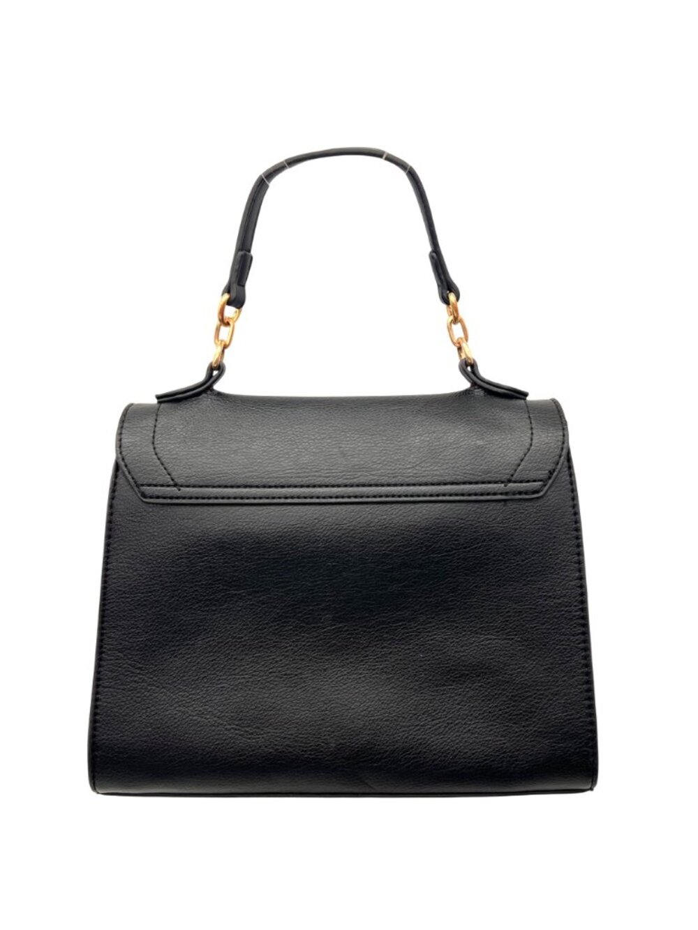 Marina Galanti Black Faux Leather Handbag With Gold Accents & Adjustable Strap - Picture 6 of 16